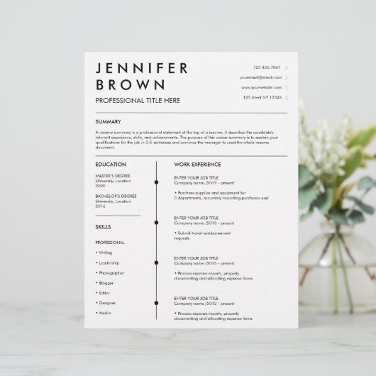 Professionele hervatte sjabloon moderne cv (Staand voorkant)