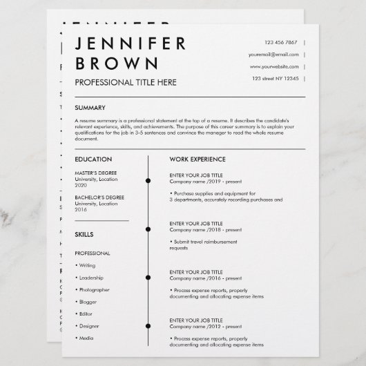 Professionele hervatte sjabloon moderne cv (Voorkant / Achterkant)