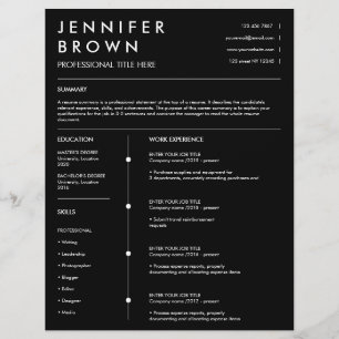 Professionele hervatte sjabloon moderne cv zwart