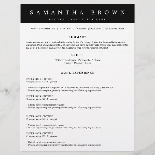 Professionele hervatting van de taaktoepassing (Voorkant)