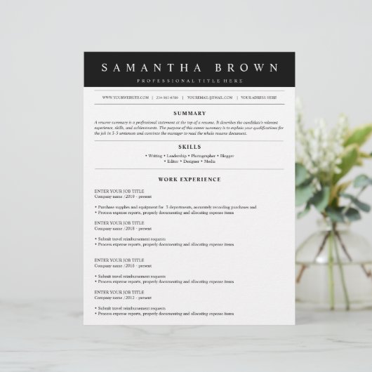 Professionele hervatting van de taaktoepassing (Staand voorkant)