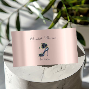 Professionele hoge hakken zwarte rozen roze goud visitekaartje