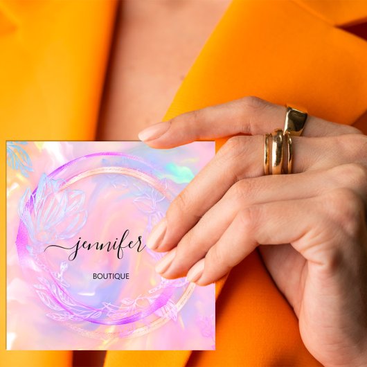 Professionele holografische Floral QR Code Logo Vierkante Visitekaartje