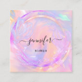 Professionele holografische Floral QR Code Logo Vierkante Visitekaartje (Voorkant)