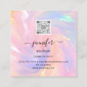 Professionele holografische Floral QR Code Logo Vierkante Visitekaartje (Achterkant)