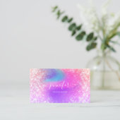 Professionele holographic Glitter Unicorn Visitekaartje (Staand voorkant)