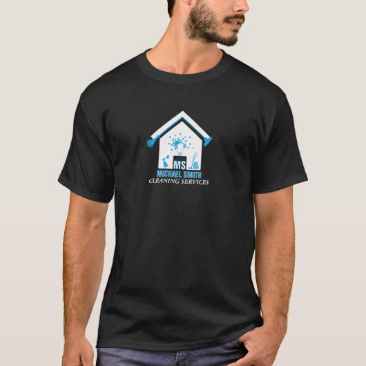 Professionele Home Logo Schoonmaak Diensten Zwart T-shirt (Voorkant)