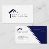 Professionele Home Vastgoedmakelaar Logo Navy Blue Visitekaartje (Voorkant / Achterkant)