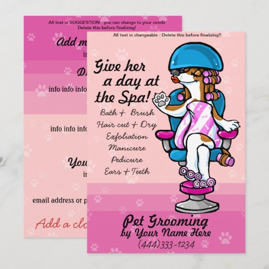 Professionele hondenboomkaarten adverteren aankondiging (Voorkant / Achterkant)