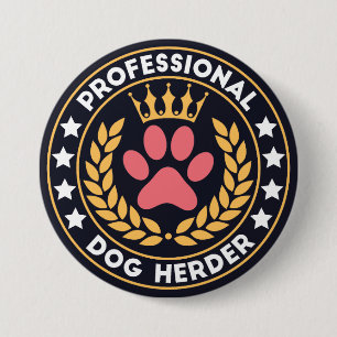 Professionele hondenherder ronde button 7,6 cm
