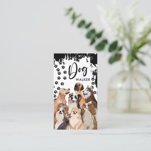 Professionele hondenloopdiensten visitekaartje (Staand voorkant)