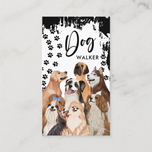 Professionele hondenloopdiensten visitekaartje (Voorkant)