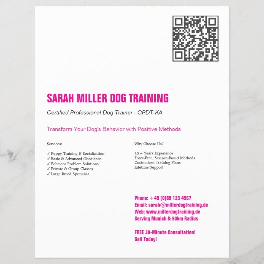 Professionele Hondentrainer Flyer Great Dane (Achterkant)