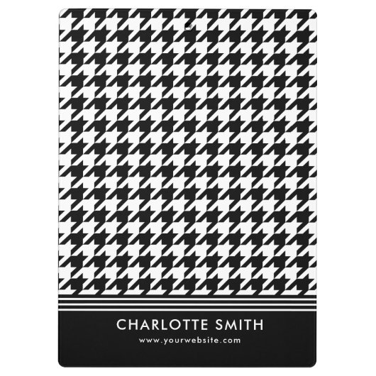 Professionele Houndstooth Patroon Zwart Wit Klembord (Achterkant)