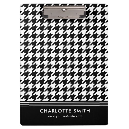 Professionele Houndstooth Patroon Zwart Wit Klembord (Voorkant)