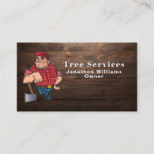 Professionele houtboomstam Service Cartoon Logger Visitekaartje (Voorkant)