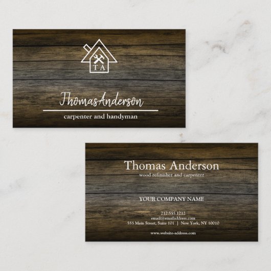 Professionele houten constructie Handyman Carpente Visitekaartje (Voorkant / Achterkant)