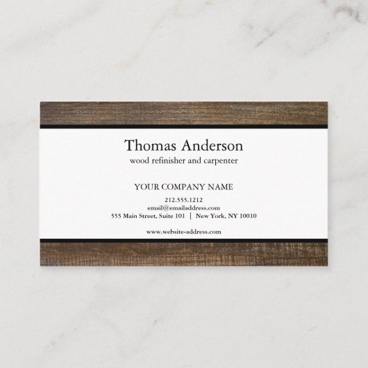 Professionele Houten Graan Rustieke Timmerwerk Visitekaartje (Achterkant)