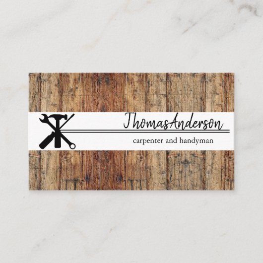 Professionele Houten Graan Rustieke Timmerwerk Visitekaartje (Voorkant)
