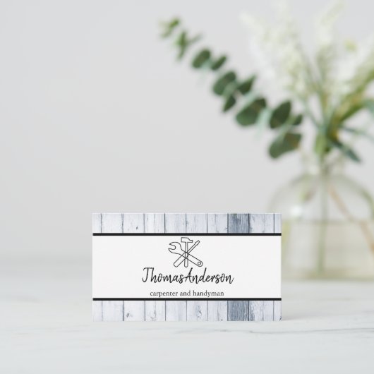 Professionele Houten Graan Rustieke Timmerwerk Visitekaartje (Staand voorkant)