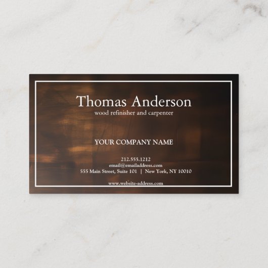 Professionele Houten Graan Rustieke Timmerwerk Visitekaartje (Achterkant)