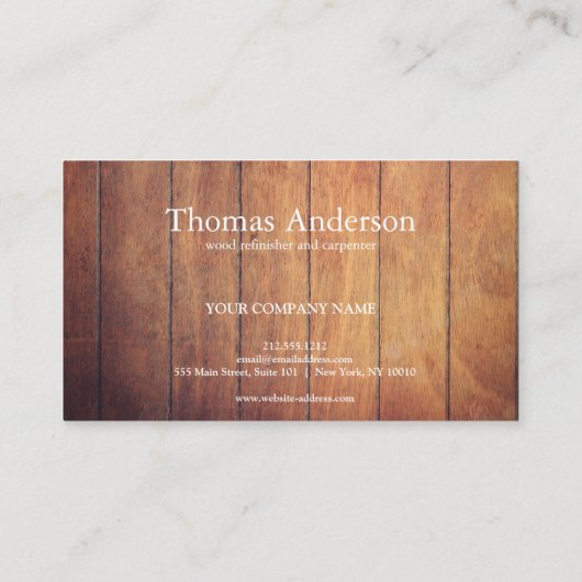 Professionele Houten Graan Rustieke Timmerwerk Visitekaartje (Achterkant)