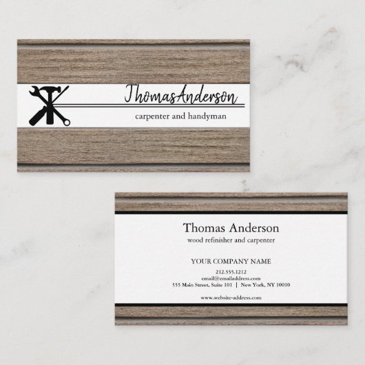 Professionele Houten Graan Rustieke Timmerwerk Visitekaartje (Voorkant / Achterkant)