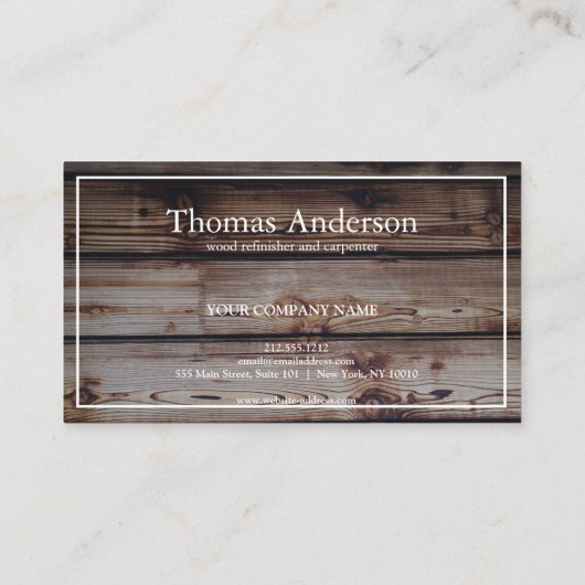 Professionele Houten Graan Rustieke Timmerwerk Visitekaartje (Achterkant)