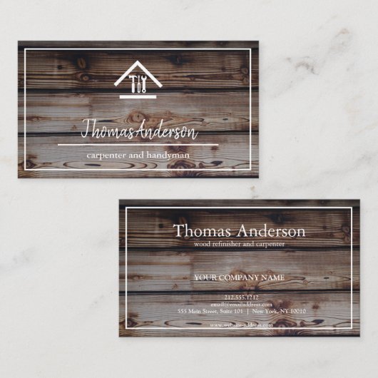 Professionele Houten Graan Rustieke Timmerwerk Visitekaartje (Voorkant / Achterkant)