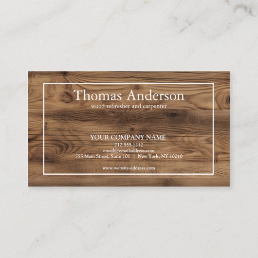 Professionele Houten Graan Rustieke Timmerwerk Visitekaartje (Achterkant)