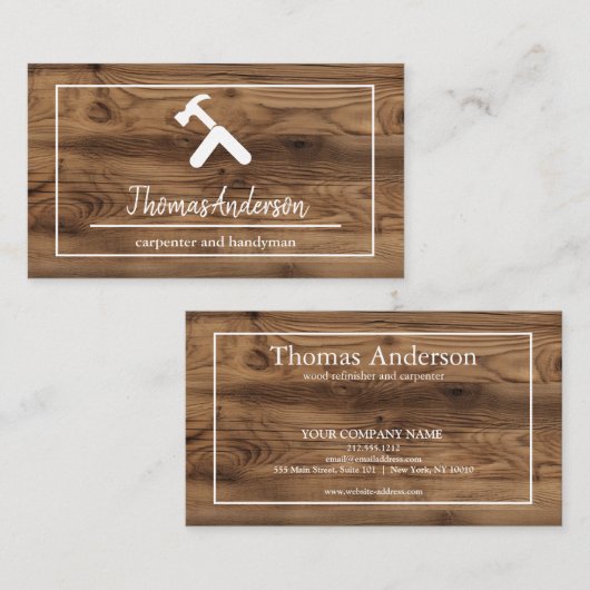 Professionele Houten Graan Rustieke Timmerwerk Visitekaartje (Voorkant / Achterkant)