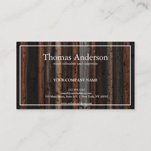 Professionele Houten Graan Rustieke Timmerwerk Visitekaartje (Achterkant)