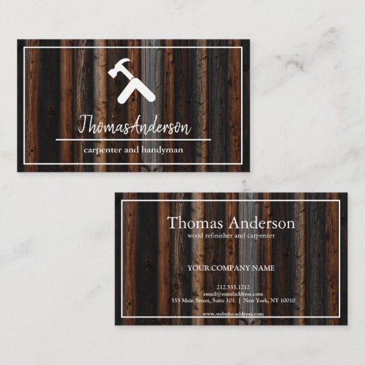 Professionele Houten Graan Rustieke Timmerwerk Visitekaartje (Voorkant / Achterkant)