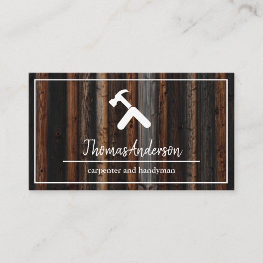 Professionele Houten Graan Rustieke Timmerwerk Visitekaartje (Voorkant)