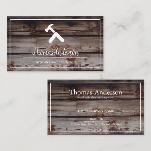 Professionele Houten Graan Rustieke Timmerwerk Visitekaartje (Voorkant / Achterkant)