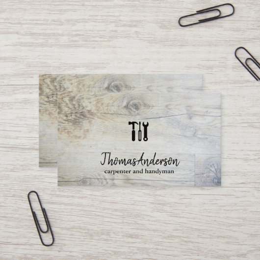 Professionele Houten Graan Rustieke Timmerwerk Visitekaartje (Voorkant / Achterkant in situ)