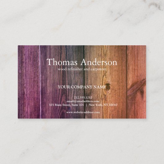 Professionele Houten Graan Rustieke Timmerwerk Visitekaartje (Achterkant)