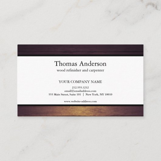 Professionele Houten Graan Rustieke Timmerwerk Visitekaartje (Achterkant)