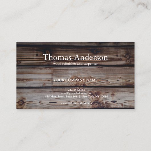 Professionele Houten Graan Rustieke Timmerwerk Visitekaartje (Achterkant)