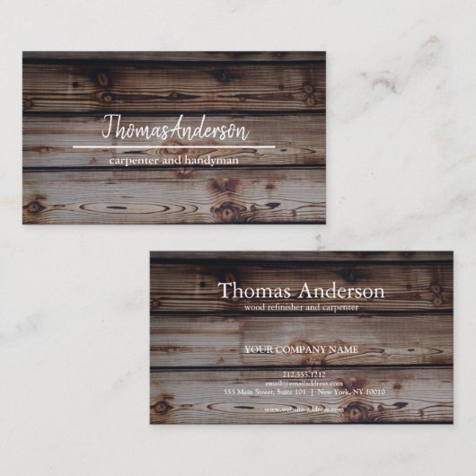 Professionele Houten Graan Rustieke Timmerwerk Visitekaartje (Voorkant / Achterkant)