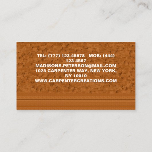 professionele houten timmerbouw visitekaartje (Achterkant)