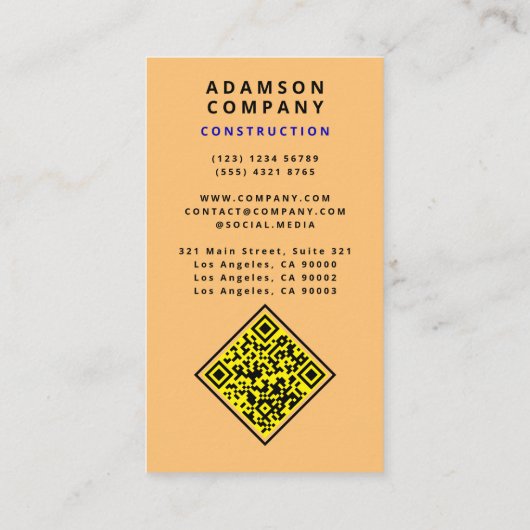 Professionele houtnerf look - Logo / QR-code Visitekaartje (Achterkant)