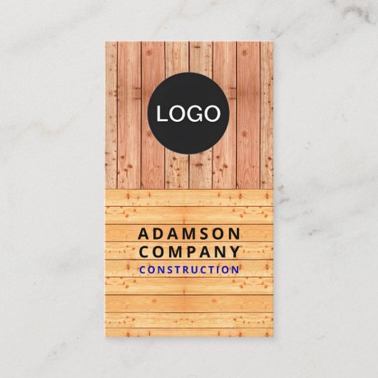 Professionele houtnerf look - Logo / QR-code Visitekaartje (Voorkant)