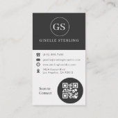 Professionele Houtskool Grijs Foto QR Code Modern Visitekaartje (Achterkant)