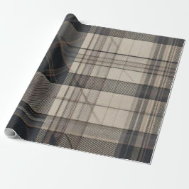 Professionele houtskoolgrijze en bruin geruite inp cadeaupapier