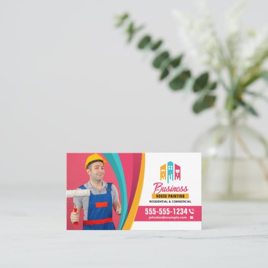 Professionele huis schilder aannemer foto visitekaartje (Staand voorkant)