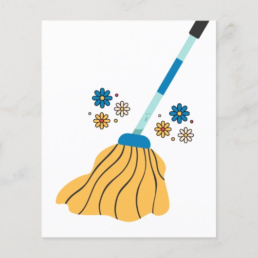 Professionele Huis Schoonmaak Daisy Retro Flyer (Achterkant)