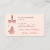 Professionele Huis Schoonmaak Logo Retro Broom Bow Visitekaartje (Achterkant)