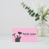 Professionele Huis Schoonmaak Service Hot Pink Visitekaartje (Staand voorkant)