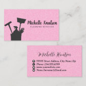 Professionele Huis Schoonmaak Service Hot Pink Visitekaartje (Voorkant / Achterkant)